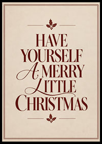 Cartel navideño clásico con tipografía color burdeos y ramitas de acebo sobre un fondo cálido color crema.-0