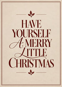 Cartel navideño clásico con tipografía color burdeos y ramitas de acebo sobre un fondo cálido color crema.-1