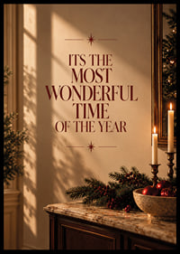 Elegante póster navideño con tipografía cálida y un ambiente festivo.-6