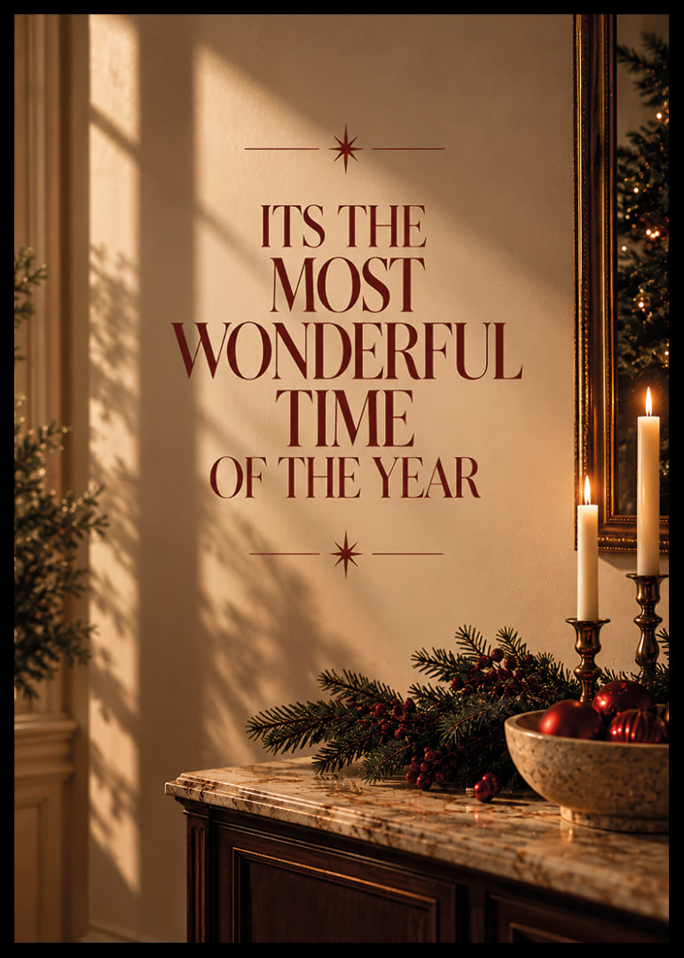 Elegante póster navideño con tipografía cálida y un ambiente festivo.-12