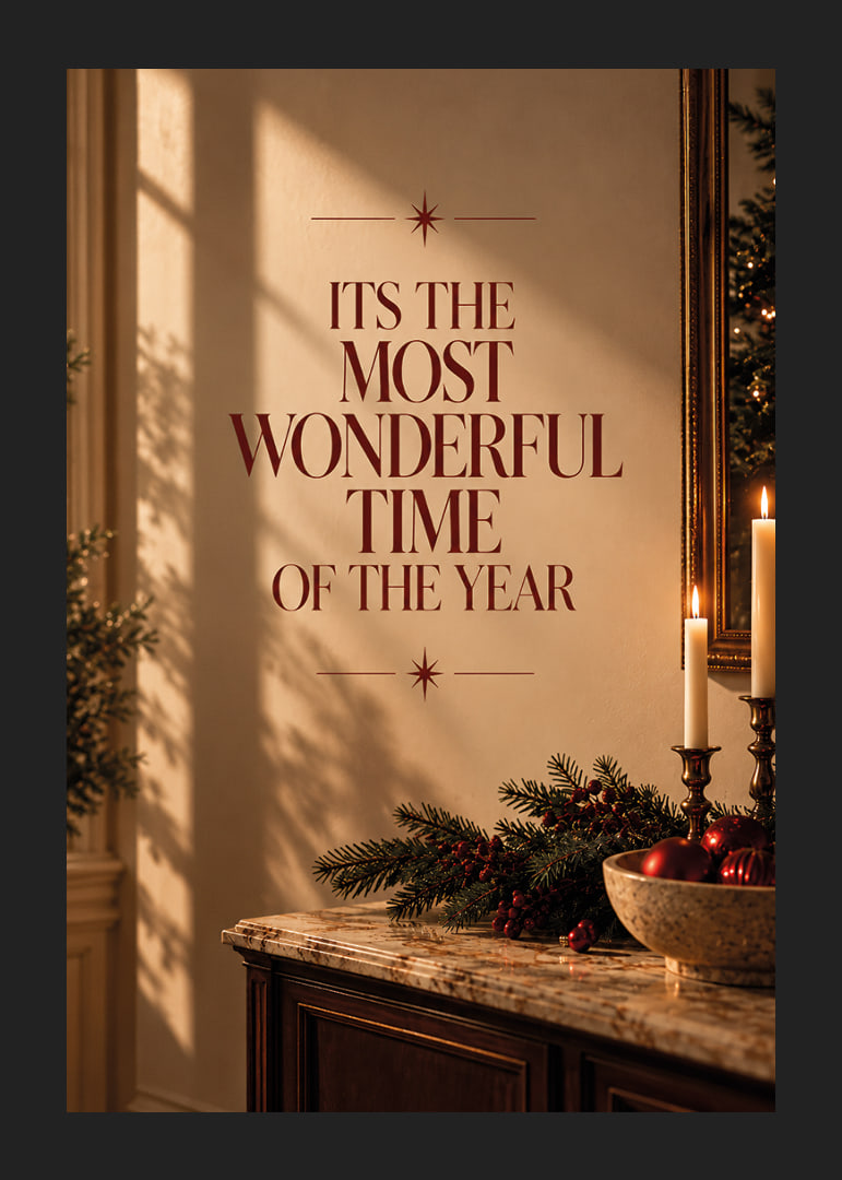Elegante póster navideño con tipografía cálida y un ambiente festivo.-12