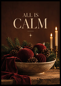 Póster navideño con ambiente, con terciopelo, ramas de abeto y velas en tonos cálidos.-6