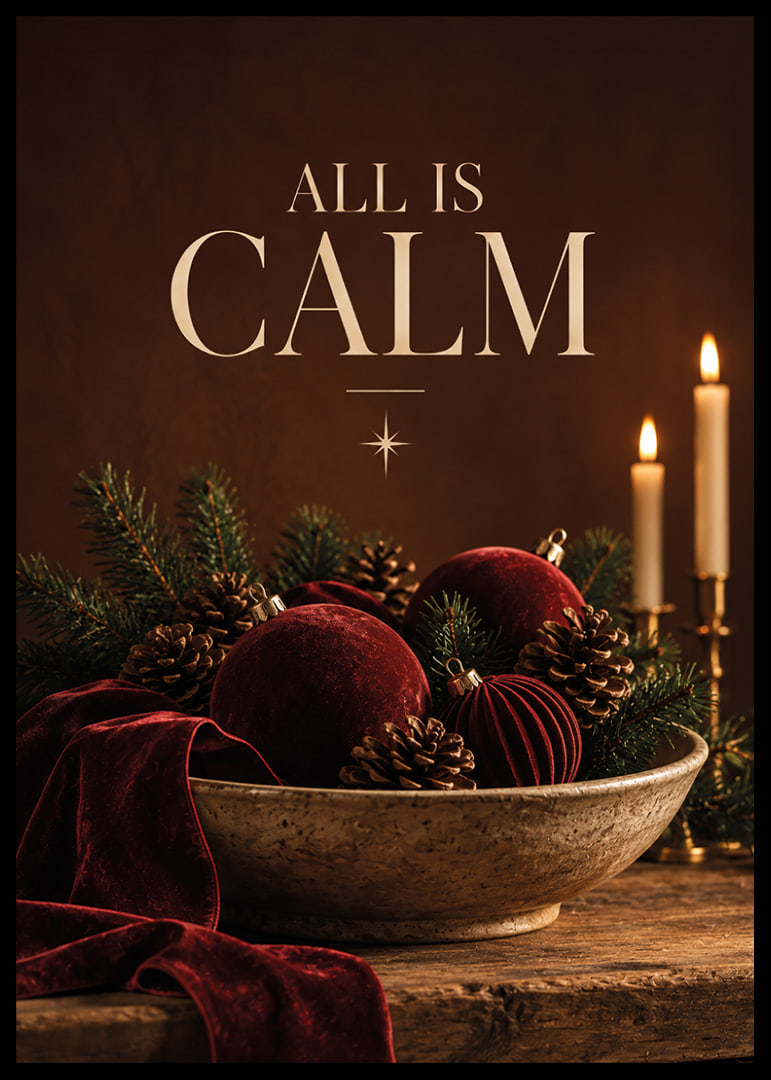 Póster navideño con ambiente, con terciopelo, ramas de abeto y velas en tonos cálidos.-12
