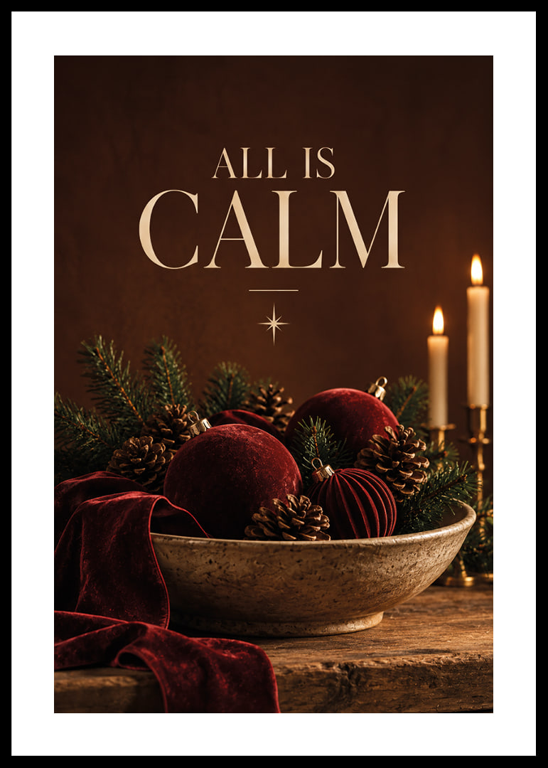 Póster navideño con ambiente, con terciopelo, ramas de abeto y velas en tonos cálidos.-12