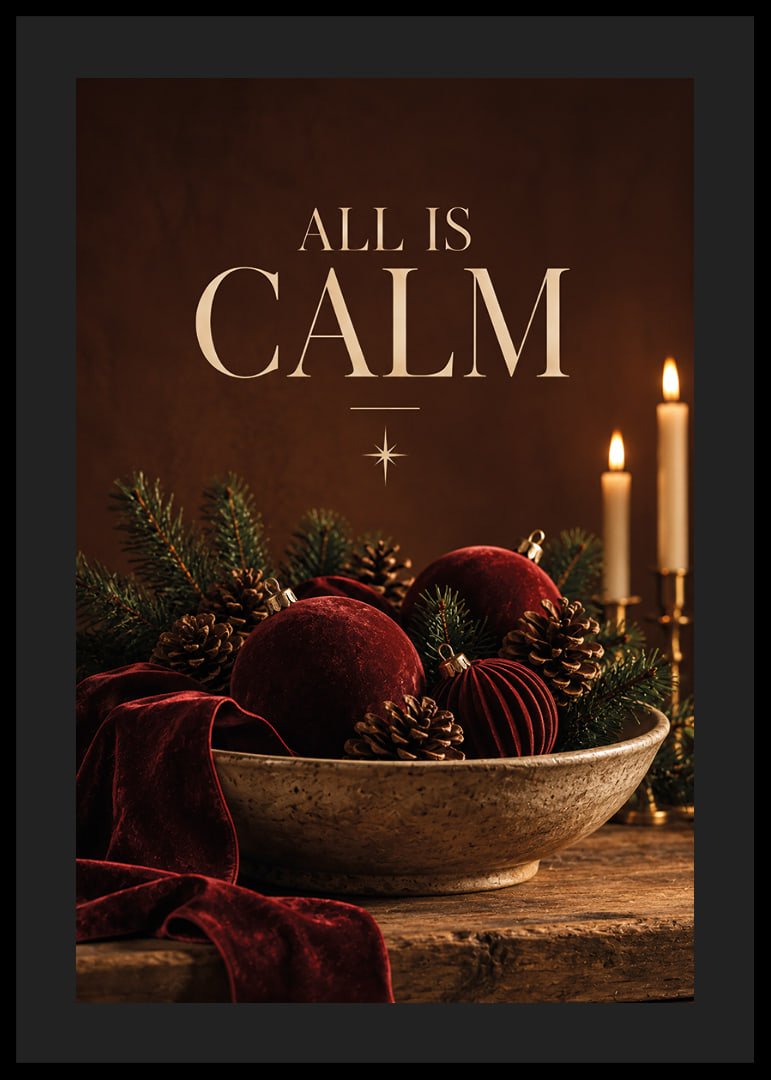 Póster navideño con ambiente, con terciopelo, ramas de abeto y velas en tonos cálidos.-12