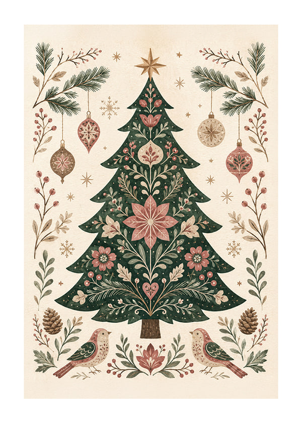 Póster Winter Folk Tree