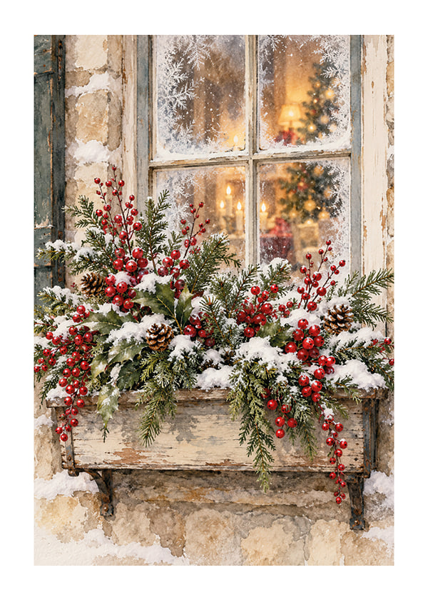 Póster Winter Window Garland