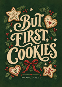 Cartel navideño festivo con pan de jengibre, ramas de abeto y un mensaje entrañable sobre las galletas.-7