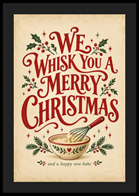 Cartel navideño de inspiración vintage con tipografía alegre, batidor y ramitas festivas.-4