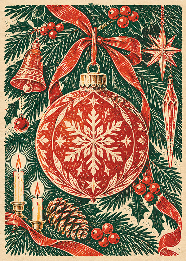 Póster Red Winter Bauble