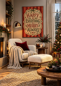 Encantador póster navideño con un mensaje cálido, aspecto de pintura artesanal y colores clásicos.-2