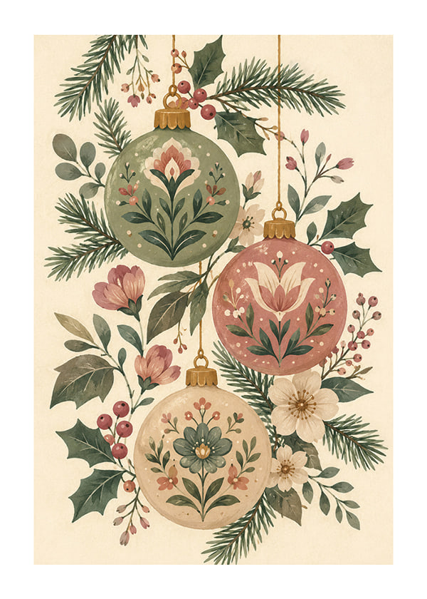 Póster Winter Garden Baubles