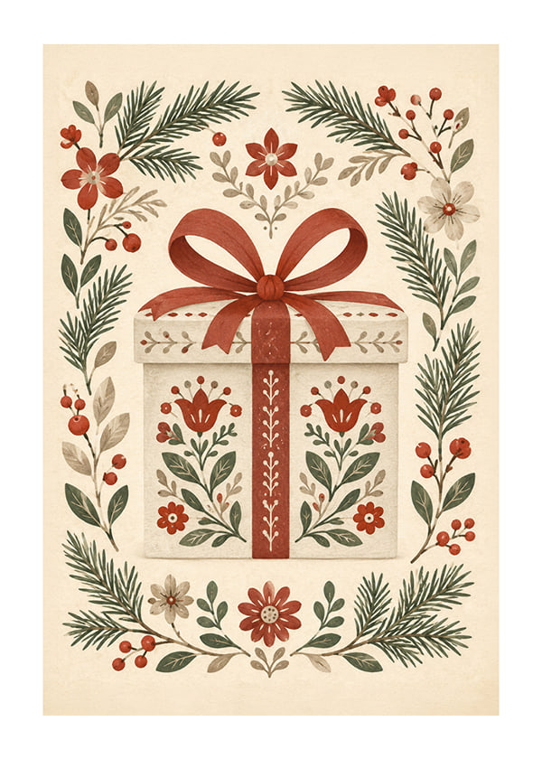 Póster Festive Floral Gift