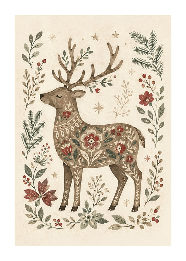 Póster Woodland Holiday Deer