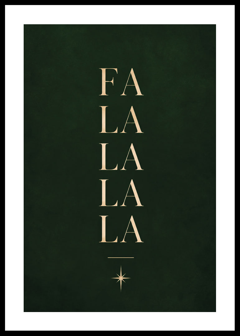 Elegante cartel navideño tipográfico en color dorado sobre un fondo verde oscuro.-12