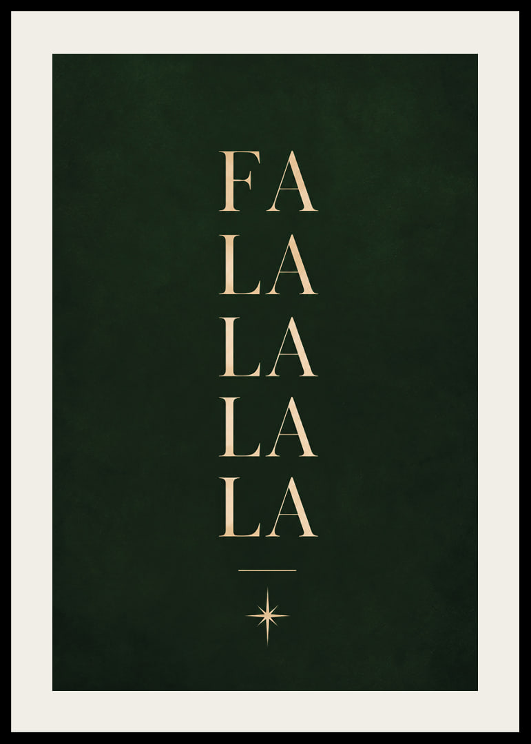 Elegante cartel navideño tipográfico en color dorado sobre un fondo verde oscuro.-12