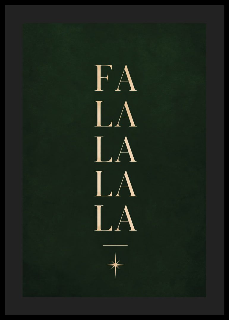 Elegante cartel navideño tipográfico en color dorado sobre un fondo verde oscuro.-12