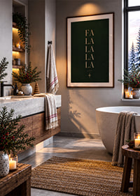 Elegante cartel navideño tipográfico en color dorado sobre un fondo verde oscuro.-8