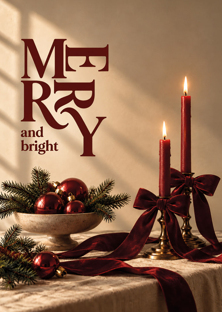Las velas color burdeos, los lazos de terciopelo y las bolas navideñas crean la clásica calidez de la Navidad.-12