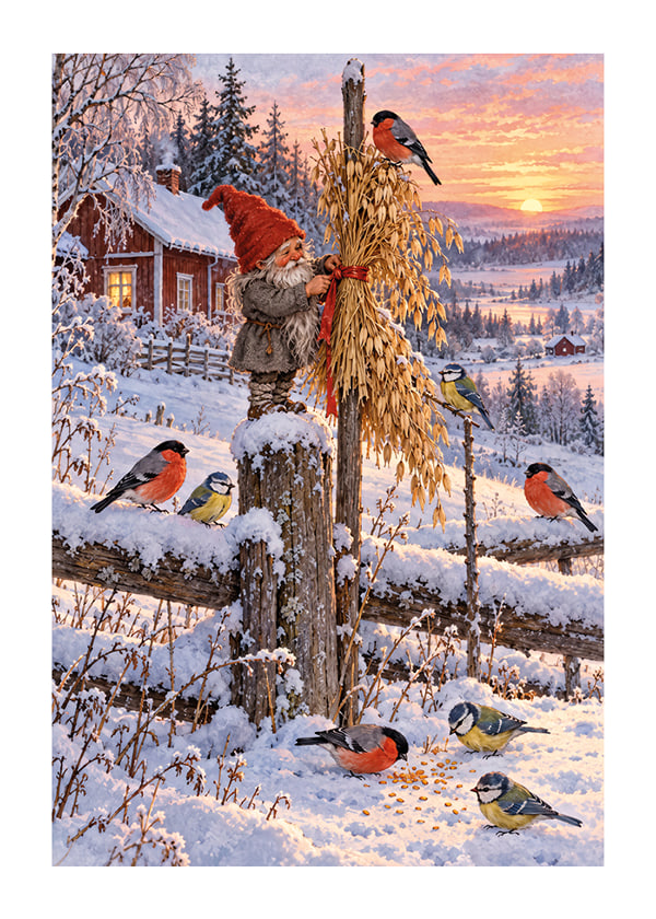 Póster Winter Gnome And Songbirds