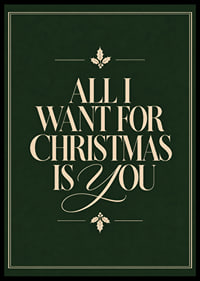 Elegante póster navideño con tipografía romántica en blanco crema sobre fondo verde oscuro.-0