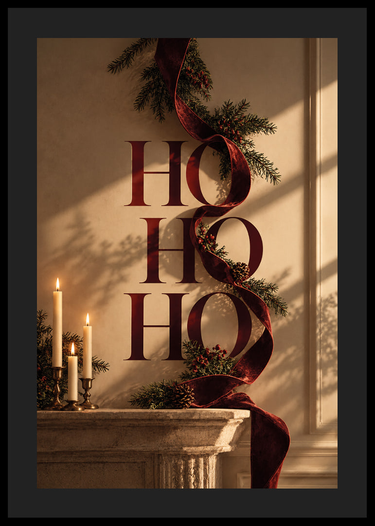 Elegante motivo navideño con cinta de terciopelo color burdeos, ramas de abeto y velas.-12