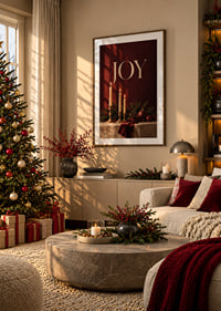 Las velas, las ramas de abeto y los detalles en terciopelo rojo crean un cálido ambiente navideño.-8