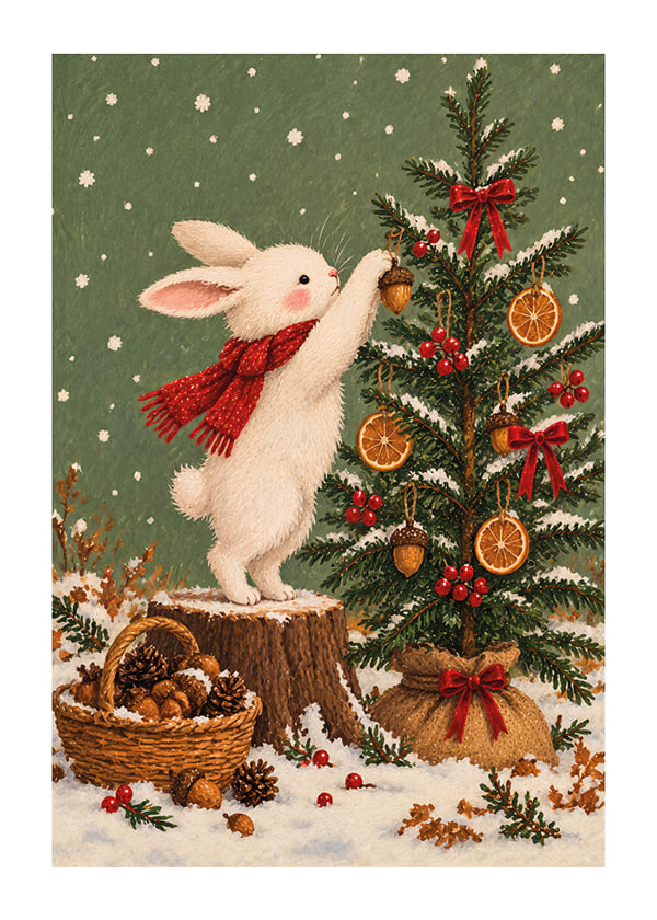 Póster Festive Forest Bunny