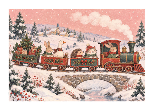 Póster Christmas Animal Express