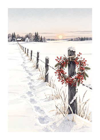 Poszter Snowy Fence Garland