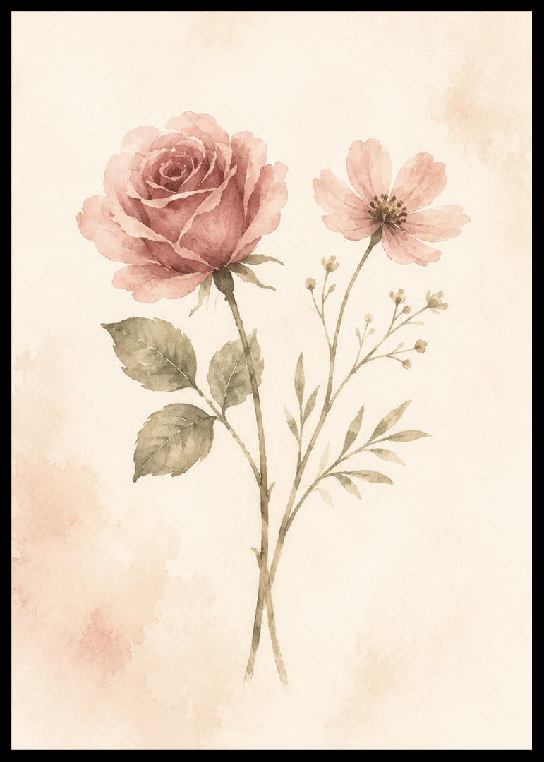 Skira akvarellblommor i dämpat rosé skapar en mjuk och romantisk känsla.-12