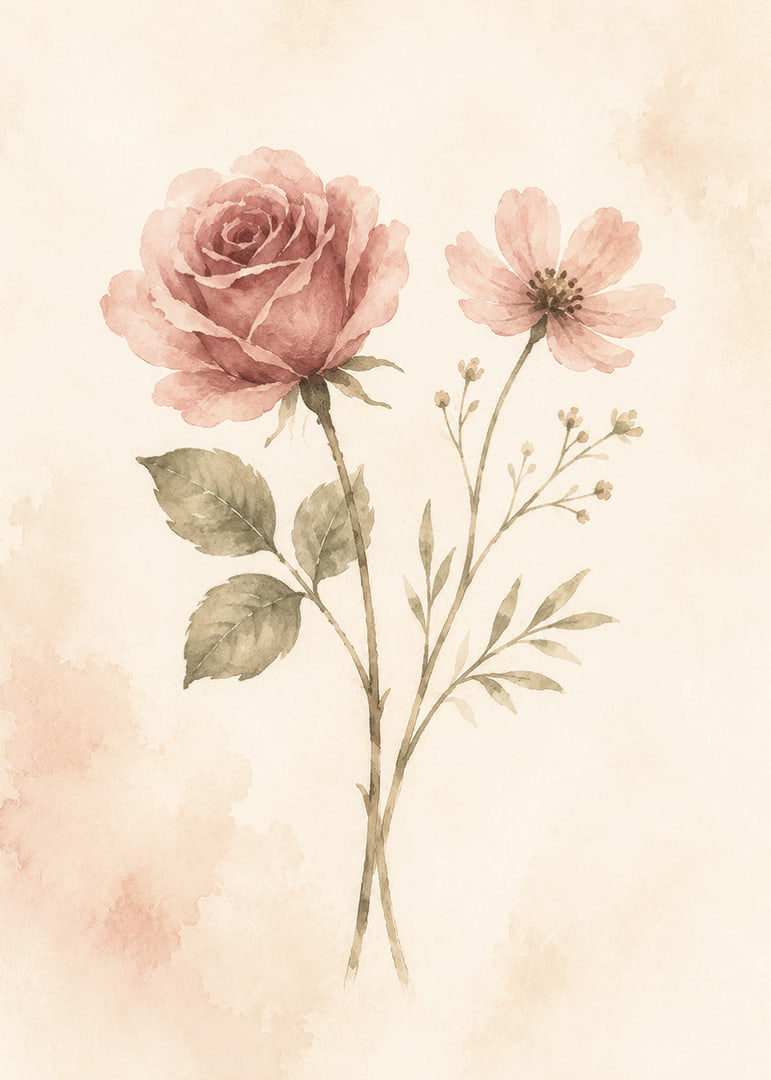 Skira akvarellblommor i dämpat rosé skapar en mjuk och romantisk känsla.-12