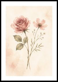 Skira akvarellblommor i dämpat rosé skapar en mjuk och romantisk känsla.-0