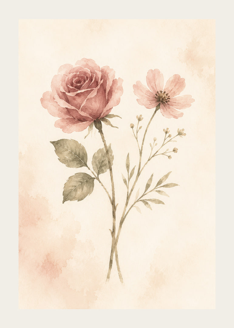Skira akvarellblommor i dämpat rosé skapar en mjuk och romantisk känsla.-12