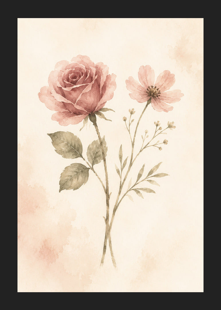 Skira akvarellblommor i dämpat rosé skapar en mjuk och romantisk känsla.-12