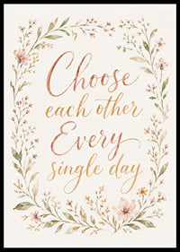 Romantische quote in warme kalligrafie, omlijst door heldere aquarelbloemen.-0