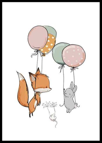 Poster Animals And Balloons No1