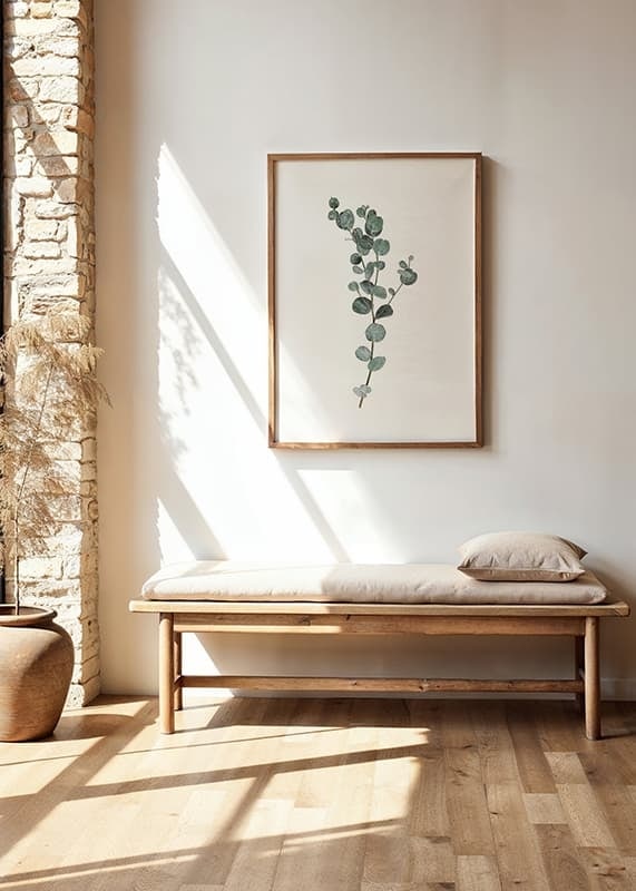 Photographic sprig of eucalyptus with round blue-green leaves-12