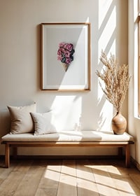 Photograph of pink flowers arranged in a waffle cone-8