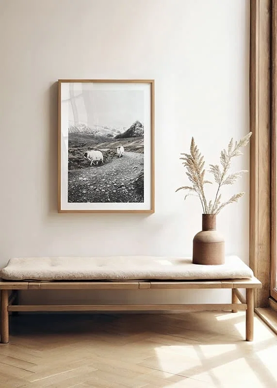 Two goats on rocky road in wintery mountain landscape-12