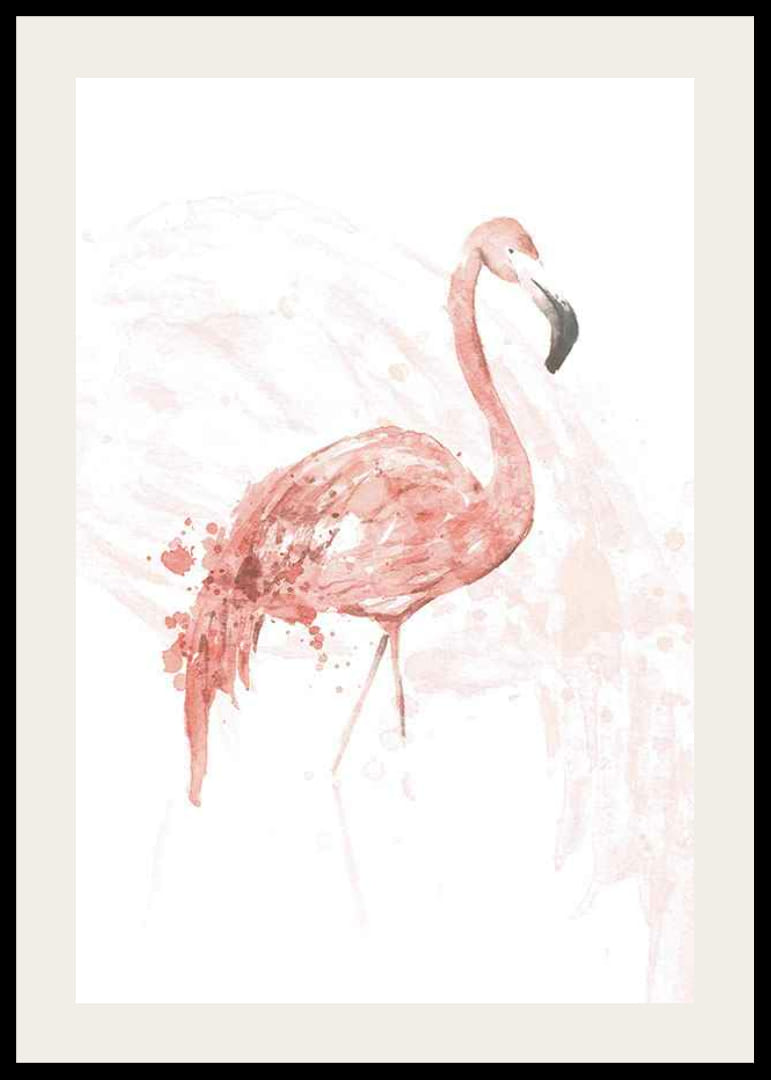 Akvareļu ilustrācija ar stāvošu flamingo rozā toņos-12