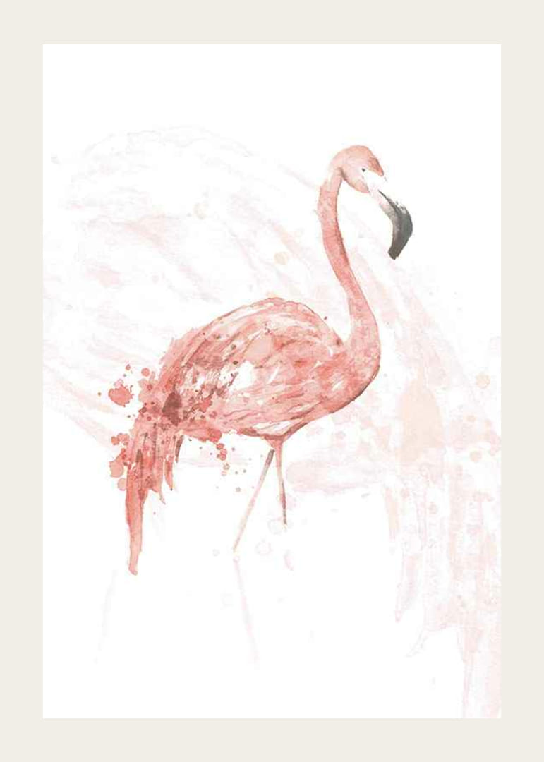 Akvareļu ilustrācija ar stāvošu flamingo rozā toņos-12