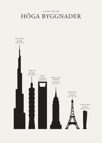 Illustration av silhuetter av berömda höga byggnader, svartvit-3