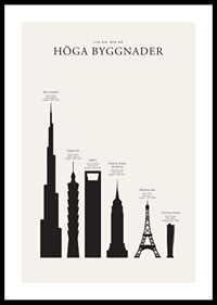 Illustration av silhuetter av berömda höga byggnader, svartvit-0
