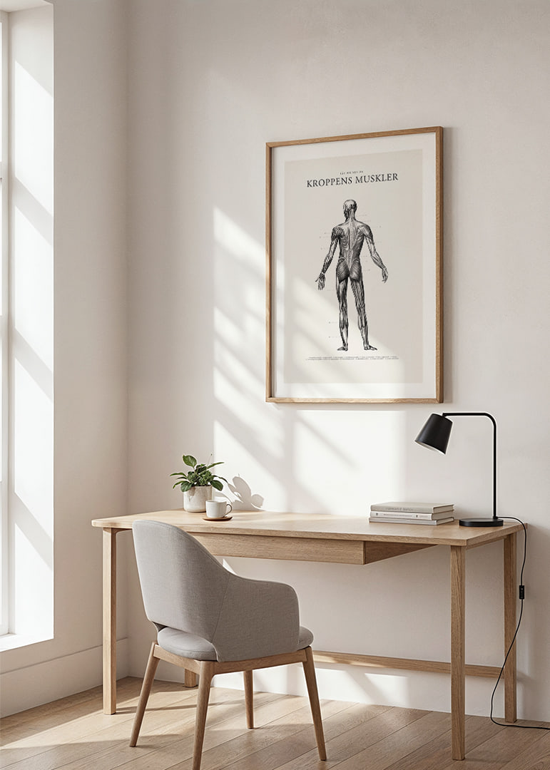 Detaljerad illustration av kroppens ryggmuskler i svartvitt-12