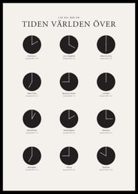 Grafisk illustration med världsklockor i svartvitt raster-2