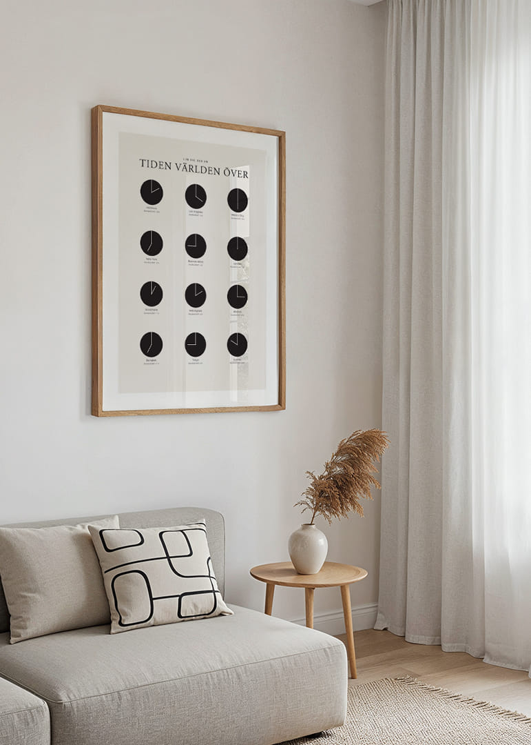 Grafisk illustration med världsklockor i svartvitt raster-12