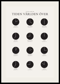 Grafisk illustration med världsklockor i svartvitt raster-2