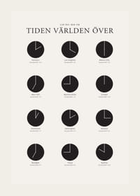 Grafisk illustration med världsklockor i svartvitt raster-3