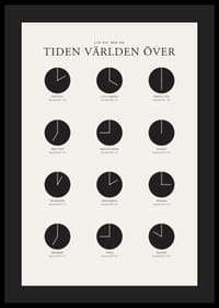 Grafisk illustration med världsklockor i svartvitt raster-4